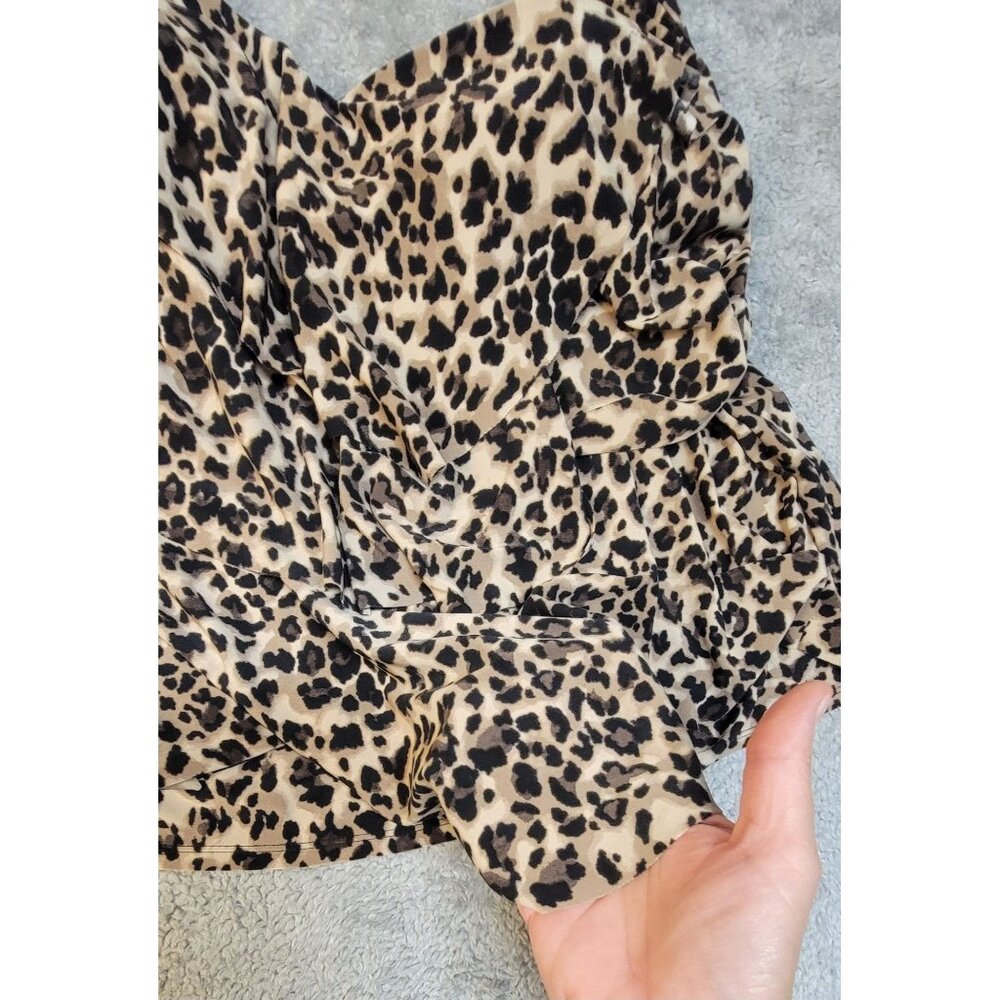 Aqua Green Tiered Leopard Print Tankini.  Size:  1X - Picture 12 of 16
